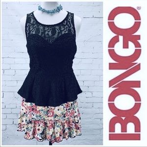 NWT - Bongo Black Sweetheart Peplum Top